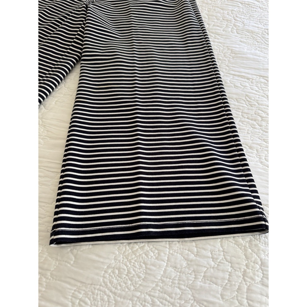LAUREN Ralph Lauren Navy Striped Capri Jersey Pants - Size PM - Missing Button - Picture 2 of 6